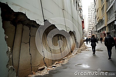 Foreboding Large crack building. Generate Ai Stock Photo