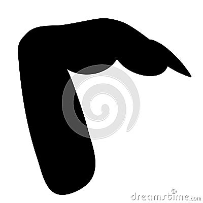 Forefinger. Silhouette. The gnarled limb of a witch. Severed limb with sharp fingernail. Vector illustration. Part of a human hand Vector Illustration