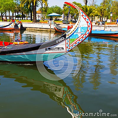 Colorful front side of a tourists boat in Aveiro portugal Editorial Stock Photo