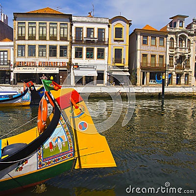 Colorful rear side of a tourists boat in Aveiro portugal Editorial Stock Photo