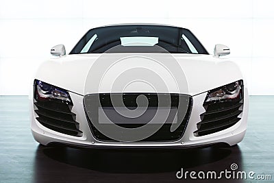 Foreground of white sportcar audi Stock Photo