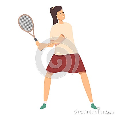 Forehand serve icon cartoon vector. Tennis player Vector Illustration