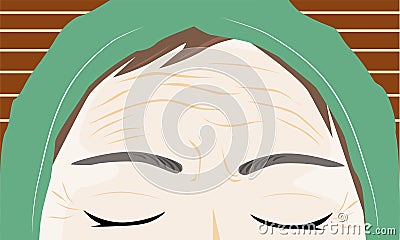 Forehead wrinkles of woman Stock Photo