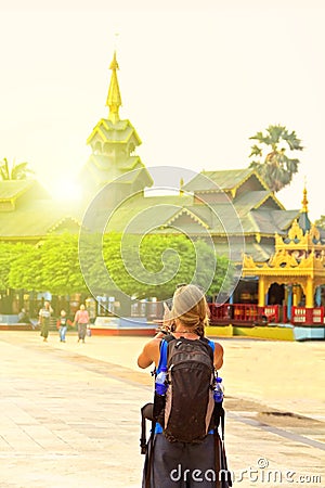 Foreign Backpacker Traveling in Asia. Editorial Stock Photo