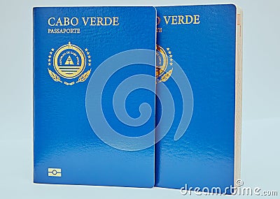 Foreign biometric passport of the Republic of Cape Verde Stock Photo