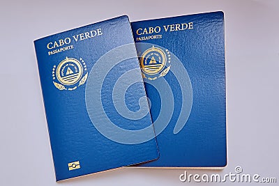 Foreign biometric passport of the Republic of Cape Verde Stock Photo