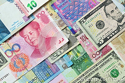 Foreign currency banknotes Stock Photo