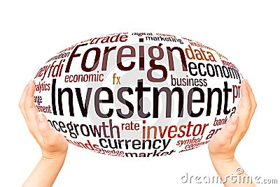 Foreign Investment word cloud hand sphere concept Stock Photo