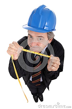 Foreman with tape measure Stock Photo