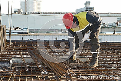 Foreman worker at construction site Stock Photo