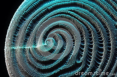 Forensic Impressions: Macro Photography of a Whorl Pattern Fingerprint on a Forefinger, Magnified to Show Individual Ridge Detail Stock Photo