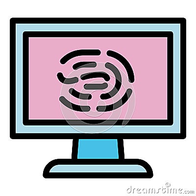 Forensic laboratory fingerprint icon, outline style Vector Illustration