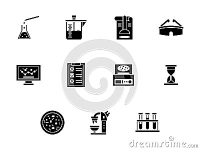 Forensic laboratory glyph style icons set Stock Photo