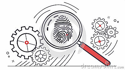 Forensic tech: fingerprint gears for advanced analysis. #forensictech #analysis vector design Generative AI Vector Illustration
