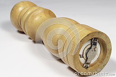 Foreshortened view of wooden spice grinder Stock Photo