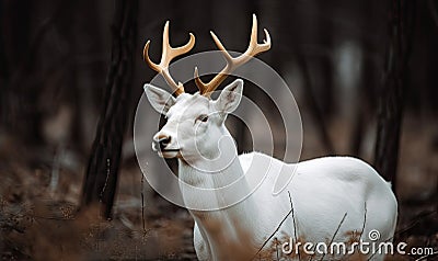 The forest is adorned by the presence of the mythical white deer Creating using generative AI tools Stock Photo