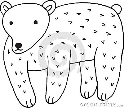 Forest animal bear doodle cartoon simple illustration. kids draw Vector Illustration