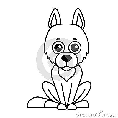 Forest animal for children coloring book. Funny wolfin a cartoon style Vector Illustration