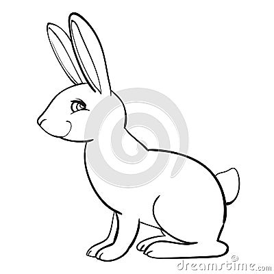 Forest animal hare or rabbit. Hand drawing sketch black ink isolated on white background. Vector art illustration Vector Illustration