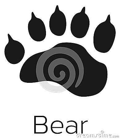 Forest animal trace. Black bear paw print Vector Illustration