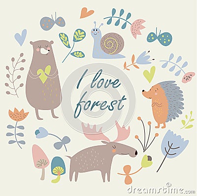 Forest animals Vector Illustration