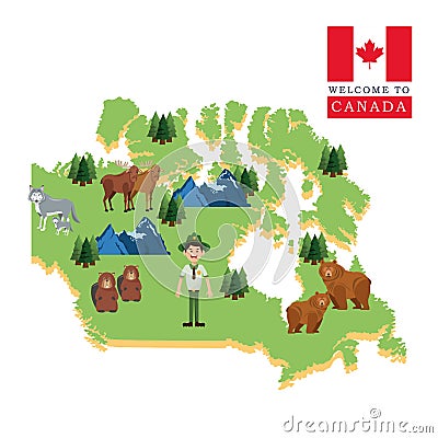 Forest animals. Canada icon. cartoon design. Colorfull illustration Cartoon Illustration