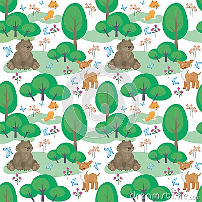 Forest animals pattern Vector Illustration