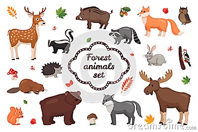 Forest animals set. Vector Illustration