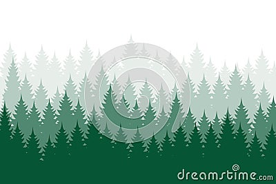Forest background, nature, landscape. Evergreen coniferous trees. Pine, spruce, christmas tree. Silhouette vector Cartoon Illustration