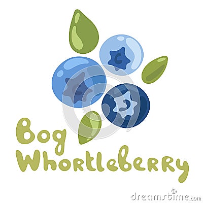 Forest Bog Whortleberry berry. Flat icon on white background close up. Organic food on white background. Cute plant Vector Illustration