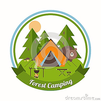 Forest Camping emblem Vector Illustration