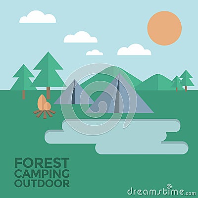 Forest Camping Outdoor Vector illustrations Vector Illustration