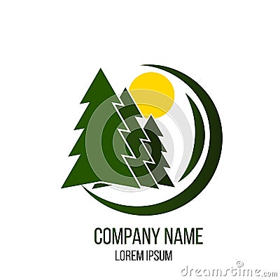 Forest Care and Wood Cutting Company Logo Vector Illustration