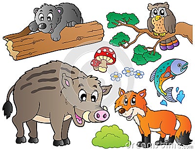 Forest cartoon animals set 1 Vector Illustration