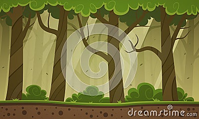 Forest Cartoon Background Vector Illustration