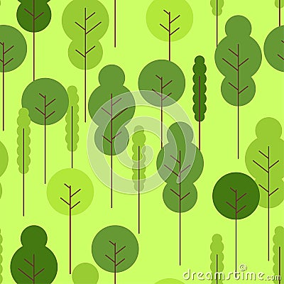 Forest cartoon pattern seamless. Wildlife background. Nature ornament. Baby cloth texture Vector Illustration