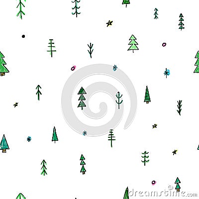 Forest Christmas tree simple seamless pattern Stock Photo