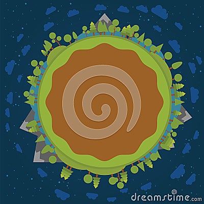 Forest Circle Night Vector Illustration