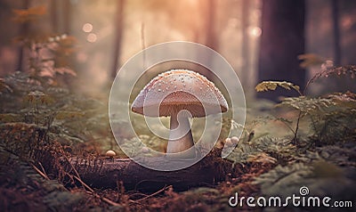 forest comes alive with magic mushroom sightings Creating using generative AI tools Stock Photo