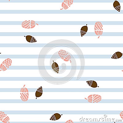 Forest cones and stripes seamless pattern. Hand Drawn textures. Vector Illustration