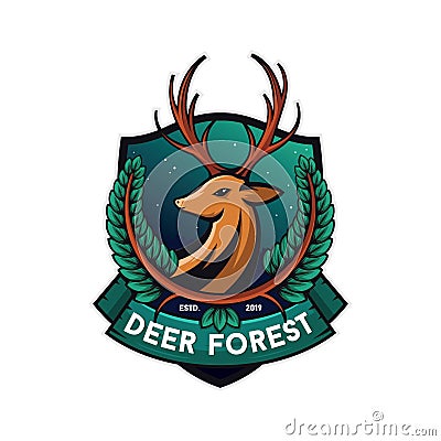 Forest deer illustration, white background Vector Illustration