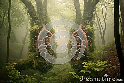 Forest earth lungs, Climate Change Concept art, Gnerative AI Stock Photo