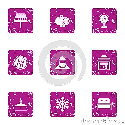 Forest enterprise icons set, grunge style Vector Illustration