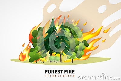 Forest Fire Cartoon Illustration Vector Illustration