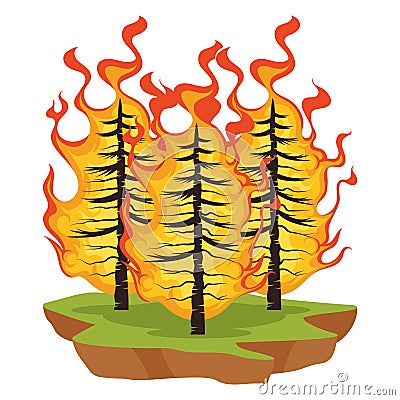 forest fires tress burning Vector Illustration