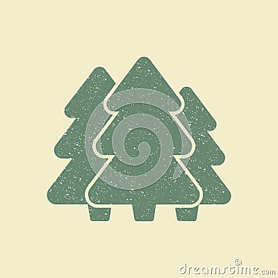 Forest Icon. Fur tree. Flat icon in retro style. Stock Photo