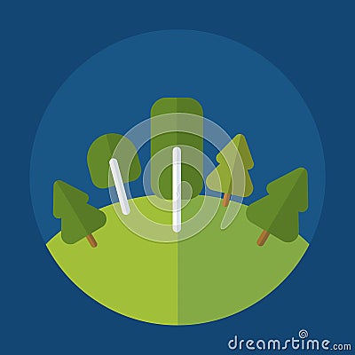 Forest icon on round blue background Vector Illustration