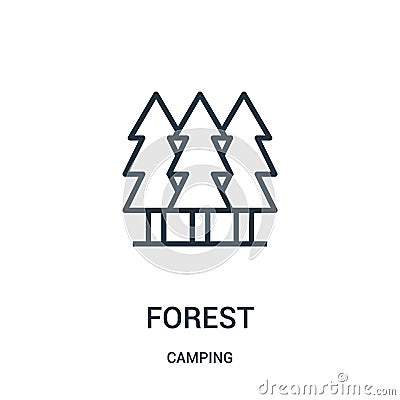 forest icon vector from camping collection. Thin line forest outline icon vector illustration. Linear symbol Vector Illustration