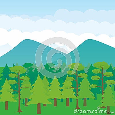 Forest Landscape Vector Illustration