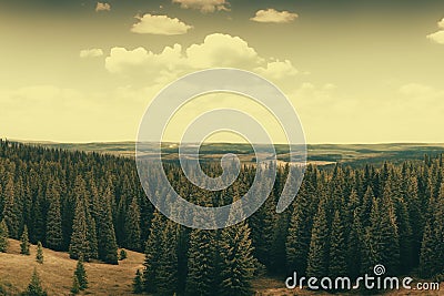 Forest. Massive landscape with spruce forest. March 21. 2024. International Day of Forests. Stock Photo